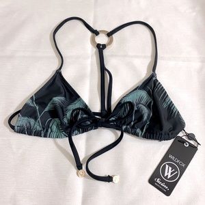 WILDFOX Women's Reversible Tropical Plants Triangle Bikini Top Size S